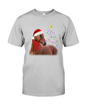 Load image into Gallery viewer, Cute Horse With Santa Hat Lovely Christmas Tree Gift For Horse Lovers Guys Tee