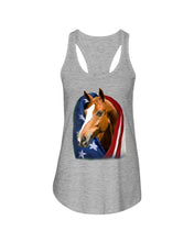 Load image into Gallery viewer, Horse Covered Into USA Flag Meaningful Gift For Men Ladies Flowy Tank