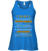 Load image into Gallery viewer, Cheryl Custom Name Gift A Warrior's Mentality With A Poet's Soul Ladies Flowy Tank