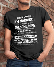 Load image into Gallery viewer, Gift For Husband I'm The Lucky One Because I Get To Be Her Husband Guys Tee