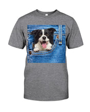 Load image into Gallery viewer, Border Collie In Denim Pocket Gift For Dog Lovers Guys Tee