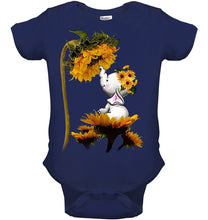 Load image into Gallery viewer, Elephant Sunflower Special Custom Design For Cute Girls Baby Onesie