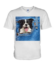 Load image into Gallery viewer, Border Collie In Denim Pocket Gift For Dog Lovers Guys V-Neck