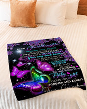 Load image into Gallery viewer, Grandma Gift For Granddaughter Purple Mandala Design Butterflies Enjoy The Ride Fleece Blanket
