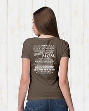 Load image into Gallery viewer, I Am A Lucky Bonus Son Because I'm Raised By A Freaking Awesome Mom Ladies Tee
