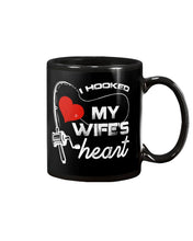 Load image into Gallery viewer, I Hooked My Wifes Heart Gift For Fishing Lovers Mug
