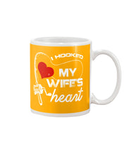 Load image into Gallery viewer, I Hooked My Wifes Heart Gift For Fishing Lovers Mug
