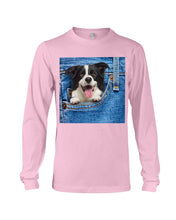 Load image into Gallery viewer, Border Collie In Denim Pocket Gift For Dog Lovers Unisex Long Sleeve
