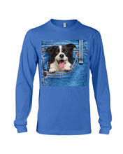 Load image into Gallery viewer, Border Collie In Denim Pocket Gift For Dog Lovers Unisex Long Sleeve

