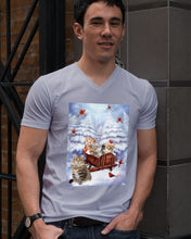 Load image into Gallery viewer, Cat Snow Pine Cardinal Gift For Cat Lovers Guys V-Neck
