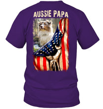 Load image into Gallery viewer, Aussie Papa America Flag Unique Custom Design For Dog Lovers Guys Tee
