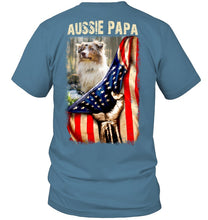 Load image into Gallery viewer, Aussie Papa America Flag Unique Custom Design For Dog Lovers Guys V-Neck
