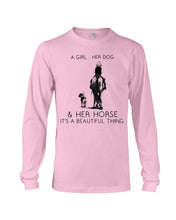 Load image into Gallery viewer, A Girl Her Dog Her Horse It's A Beautiful Thing Unisex Long Sleeve
