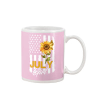 Load image into Gallery viewer, Birthday Gift For July Girl American Flag With Sunflower Mug
