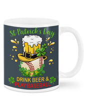 Load image into Gallery viewer, Baseball Drink Beer Day St Patrick's Day Gift For Baseball Lovers Mug

