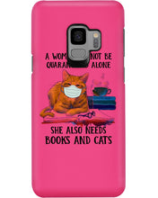 Load image into Gallery viewer, Cute Phone Case Gift For Books And Cats Lovers A Woman Cannot Be Quarantined Alone Phone case
