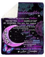 Load image into Gallery viewer, Grandpa Gift For Granddaughter Butterfly Galaxy Moon Laugh Love Sherpa Blanket
