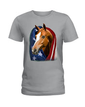 Load image into Gallery viewer, Horse Covered Into USA Flag Meaningful Gift For Men Ladies Tee
