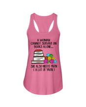 Load image into Gallery viewer, A Woman Cannot Survive On Book Alone She Also Needs Yarn Trending Ladies Flowy Tank
