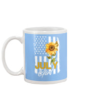 Load image into Gallery viewer, Birthday Gift For July Girl American Flag With Sunflower Mug
