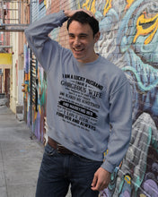 Load image into Gallery viewer, Lucky Husband Has A Gorgeous Wife Who Happens To Cuss A Lot Family Gift Sweatshirt
