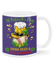 Load image into Gallery viewer, Baseball Drink Beer Day St Patrick's Day Gift For Baseball Lovers Mug
