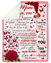 Load image into Gallery viewer, Dark Pink Rose Love You With All My Heart Daughter Gift For Mom Sherpa Blanket
