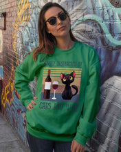 Load image into Gallery viewer, Easily Distracted By Cats And Wine Special Custom Design Sweatshirt
