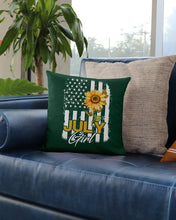Load image into Gallery viewer, Birthday Gift For July Girl American Flag With Sunflower Pillow Cover
