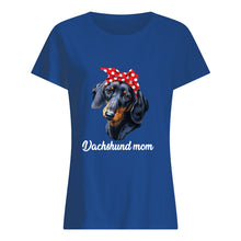 Load image into Gallery viewer, Dachshund Mom With Polka Dots Hair Red Bow Gift For Dog Lovers Ladies Tee
