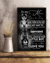 Load image into Gallery viewer, I'll Always Be Your Little Boy Gift For Mom With Wolf Reflection In Water Vertical Poster
