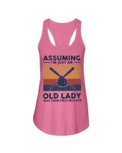 Load image into Gallery viewer, Assuming I;m Just An Old Lady Was Your First Mistake Gift For Softball Lovers Ladies Flowy Tank
