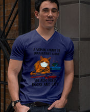 Load image into Gallery viewer, Cute Phone Case Gift For Books And Cats Lovers A Woman Cannot Be Quarantined Alone Guys V-Neck
