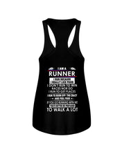 Load image into Gallery viewer, I Am A Runner I Run Because I Really Like Food Custom Design Ladies Flowy Tank
