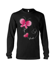 Load image into Gallery viewer, Faith Butterfly Breast Cancer Awareness Custom Design Unisex Long Sleeve
