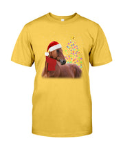 Load image into Gallery viewer, Cute Horse With Santa Hat Lovely Christmas Tree Gift For Horse Lovers Guys Tee
