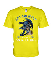 Load image into Gallery viewer, Apparently I Have An Attitude Blue Dragon Guys V-Neck
