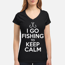 Load image into Gallery viewer, I Go Fishing To Keep Calm Gift For Fishing Lovers Ladies V-Neck
