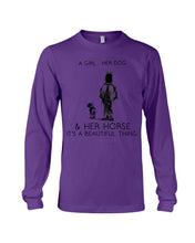 Load image into Gallery viewer, A Girl Her Dog Her Horse It's A Beautiful Thing Unisex Long Sleeve
