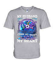 Load image into Gallery viewer, Hummingbird My Husband My Guardian Angel Gift For Angel Husband Guys V-Neck
