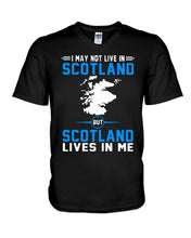 Load image into Gallery viewer, I May Not Live In Scotland But Scotland Lives In Me Custom Design Guys V-Neck
