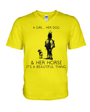 Load image into Gallery viewer, A Girl Her Dog Her Horse It's A Beautiful Thing Guys V-Neck
