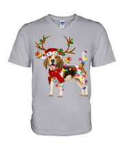 Load image into Gallery viewer, Beagle Gorgeous Reindeer Xmas Lights Gift For Dog Lovers Guys V-Neck
