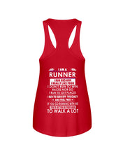 Load image into Gallery viewer, I Am A Runner I Run Because I Really Like Food Custom Design Ladies Flowy Tank
