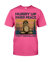 Load image into Gallery viewer, Cute Sloth Hurry Up Inner Peace Special Custom Design Guys Tee
