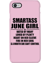 Load image into Gallery viewer, Birthday Gift For Smartass June GirlHeart On Her Sleeve Phone case
