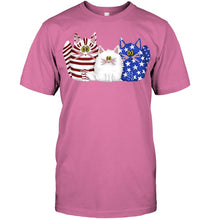 Load image into Gallery viewer, Three Cute Cats And US Flag Gift For Cats Lovers Guys Tee
