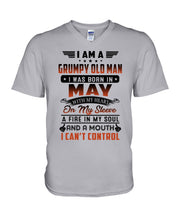 Load image into Gallery viewer, I'm A Grumpy Old Man I Was Born In May With My Heart Guys V-Neck
