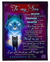 Load image into Gallery viewer, If I Could Give You One Thing Black Wolf Reflection Mama Gift For Son Fleece Blanket
