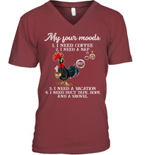 Load image into Gallery viewer, I Need Coffee A Nap A Vacation Duct Tape Hope And A Showel Guys V-Neck
